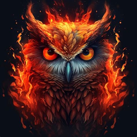 Premium Ai Image Owls In A Bright Flame Of Fire Owl Portrait Animal