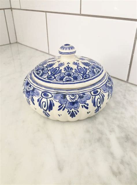 Blue And White Delft Lidded Bowl Vintage Delft Pottery Made Etsy