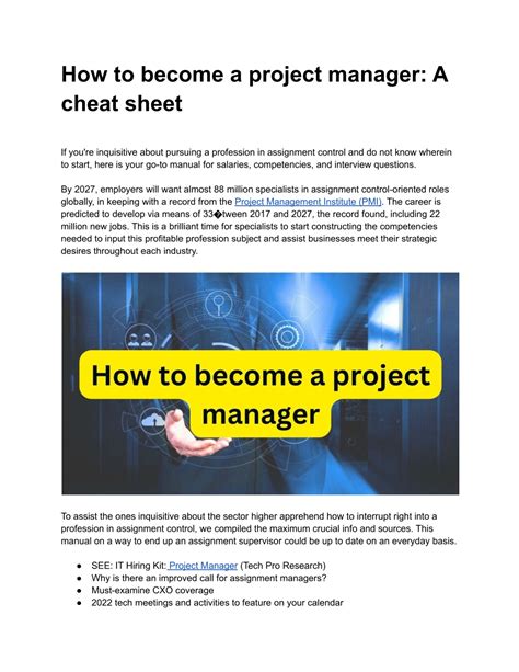 Ppt How To Become A Project Manager A Cheat Sheet Powerpoint