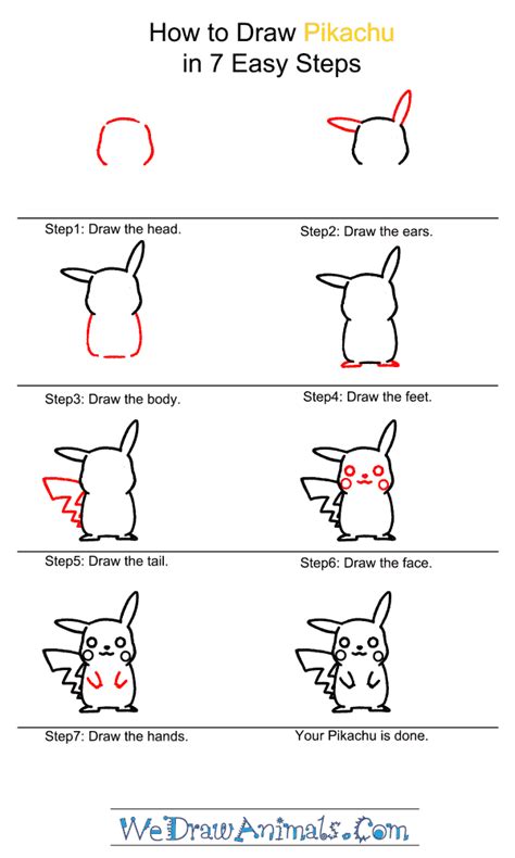 Pikachu Drawing For Kids Tighten the shape of pikachu s hands and draw ...