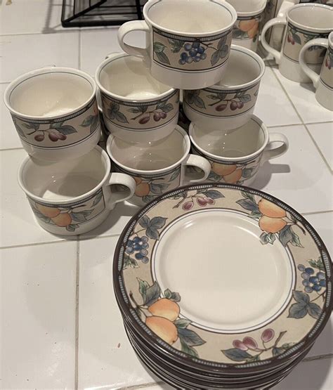 Mikasa Intaglio Garden Harvest Coffee Cups Mugs And Saucers Cac Set