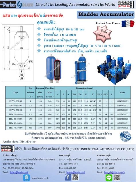 Th201 Parker Olaer Bladder Accumulator 1 50 Litre Series Ehv B