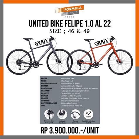 Jual SEPEDA HYBRID UNITED BIKE FELIPE 1 0 ALLOY 2022 Shopee Indonesia