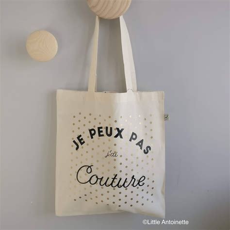 Tote Bag J Peux Pas J Ai Couture Pois