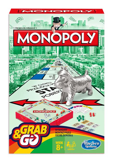 HASBRO Monopoly Grab Go Wersja Kieszonkowa Gra Planszowa Niskie