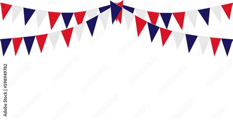 Bunting Hanging Red White Blue Flags Triangles Banner Background ...