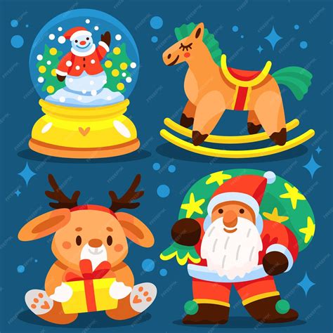 Premium Vector Hand Drawn Flat Christmas Toys Collection