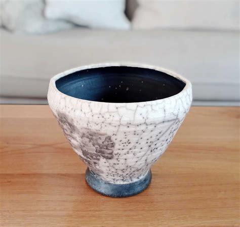 Amazon Naked Raku Pottery Vase Tall Raku Pottery White Black Wheel Thrown Urn Hand