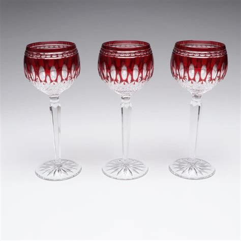 Waterford Crystal Ruby Cut To Clear Clarendon Hock Wine Glasses Ebth