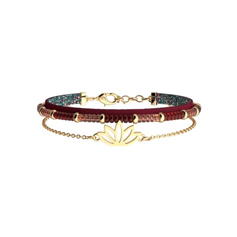 Bracelet Cuir Multirang Lotus Dor Les Cadettes Bijoux Du Net