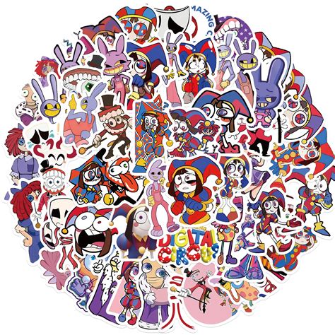 10 30 56pcs Cartoon Magic Digital Circus Stickers For Suitcase Skateboard Laptop Luggage Phone