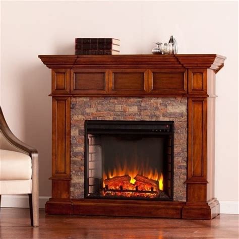 Bowery Hill Faux Stone Electric Fireplace In Oak Bh