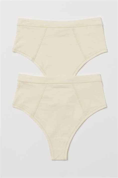 2er-Pack Slips Brazilian - Hoher Bund - Cremefarben - Ladies | H&M DE