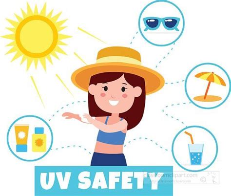 Summer Clipart Girl Represents Sun Safety UV Protection Clipart