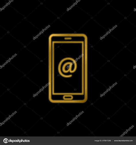 Arroba Symbol Phone Screen Gold Plated Metalic Icon Logo Vector Stock ...