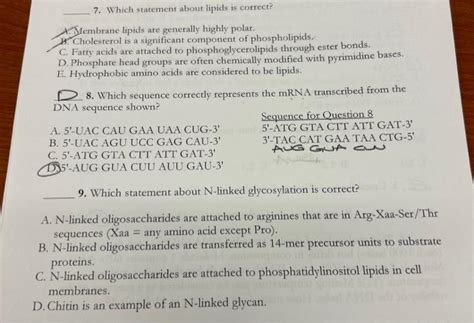 Solved 7. Which statement about lipids is correct? 1. | Chegg.com