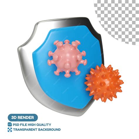 Premium Psd Virus And Shield 3d Illustration Icon