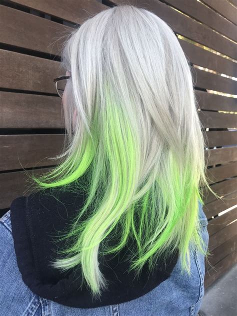 Lime Green Ombré With Images Neon Green Hair Green Hair Dye Hair