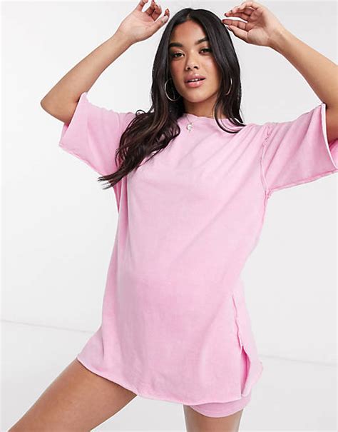 Asos Design Two Piece Super Oversized T Shirt With Exposed Seams In