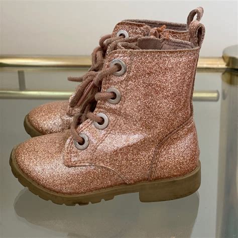 Old Navy Shoes Pink Glitter Combat Boots Poshmark