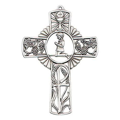 Pewter First Communion Wall Cross With Praying Boy Inch Walmart