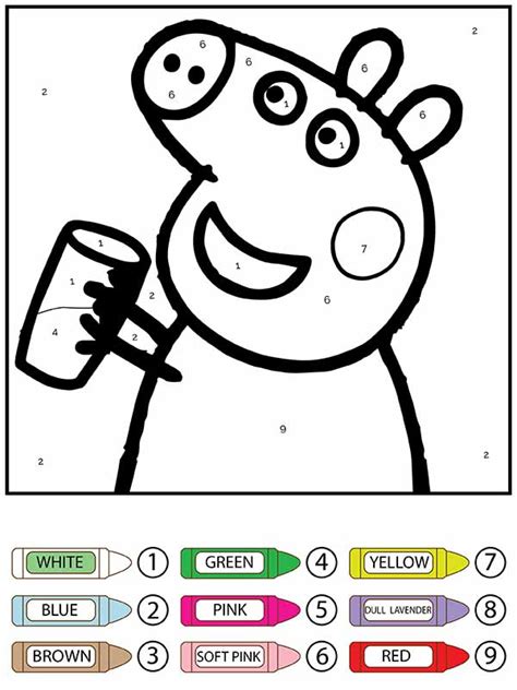 Dibujo de Colorear por Números de Peppa Pig de Agua Potable para