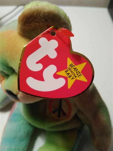 Ty Beanie Babies Peace Multi-colored Tye-dyed Bear, Spelling Errors ...