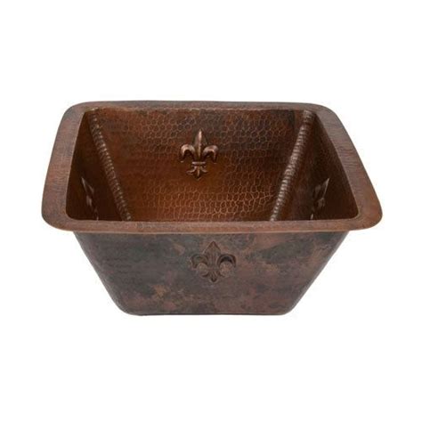 Premier Copper 15 Inch Square Fleur De Lis Copper Bar Prep Sink Van Dykes Restorers