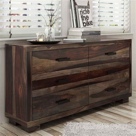 Virginia Rustic Solid Wood Modern Extra Long Dresser With Deep Drawers