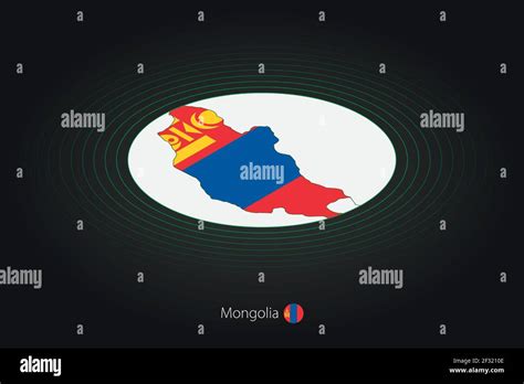 Mongolia Map In Dark Color Oval Map With Neighboring Countries Vector