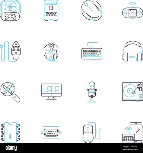 Mechanized Orchestration Linear Icons Set Automation Robotics