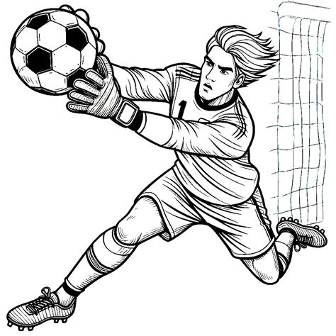 Goalkeeper Number 1 Catching Soccer Ball ⚽🧤 Coloring Page