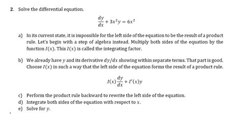 Solved 2 Solve The Differential Equation Dy 3x2y 6x2