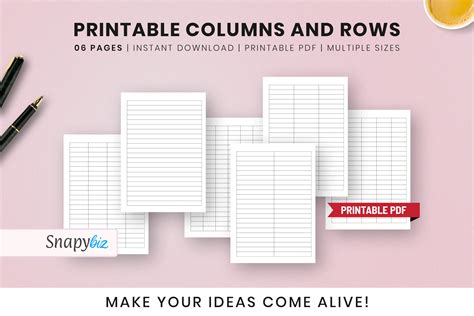 Free Printable Columns And Rows Graphic By Snapybiz · Creative Fabrica