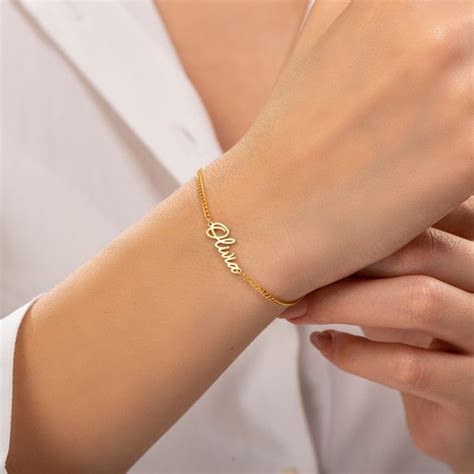 Name Bracelet Gold Name Bracelet Dainty Gold Name Bracelet Etsy