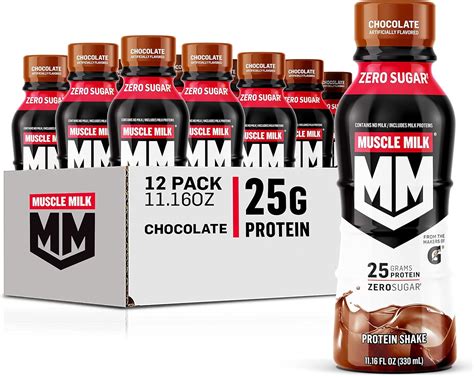 Muscle Milk Genuine Protein Shake Chocolate 25g Protein 1116 Fl Oz Pack Of 12 Packaging