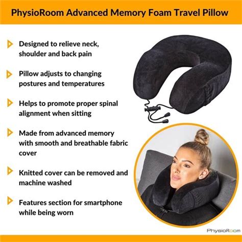 Advanced Memory Foam Travel Pillow Black | PhysioRoom