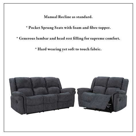 Manual Recliner Black/Grey Sofa Set - Sliding Wardrobes 4 u