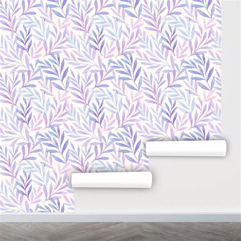 Soft Purple Wallpaper Peel and Stick Pink Leaf Wallpaper - Etsy