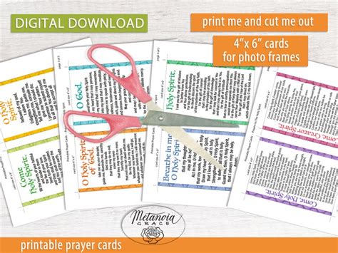 Holy Spirit Prayer Cards, Catholic Prayer Cards Printable Set, Come ...