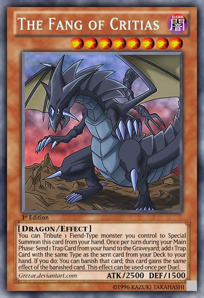 The Fang Of Critias By Grezar Yugioh Dragon Cards Custom Yugioh Cards Fang Of Critias