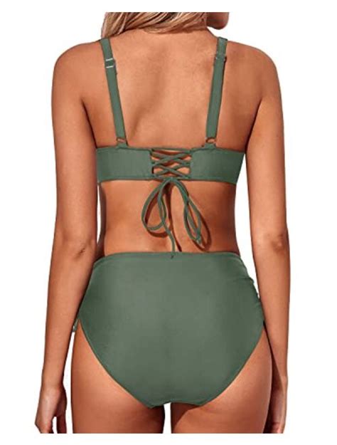 Buy Aqua Eve Women High Waisted Bikini Twist Front Swimsuits Lace Up