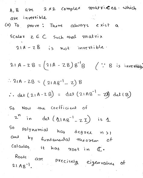 Solved Let A And B Be Invertible 2 × 2 Matrices With Complex Entries