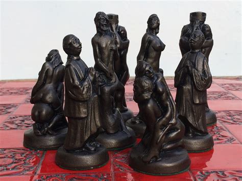 Erotic Chess Set Handmade Mature Chess Set In A Metallic Etsy