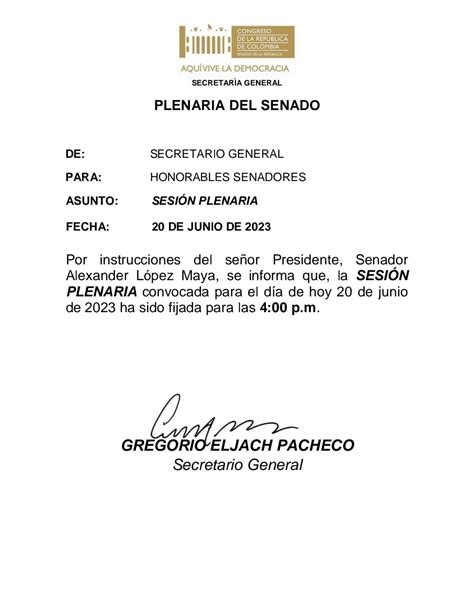 Centro Democrático Solicitó Definir El Orden Del Día En El Senado Infobae