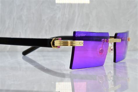 Cartier Rimless Buffs Black Gold Buffalo Horn Big C Decor Funky Edition