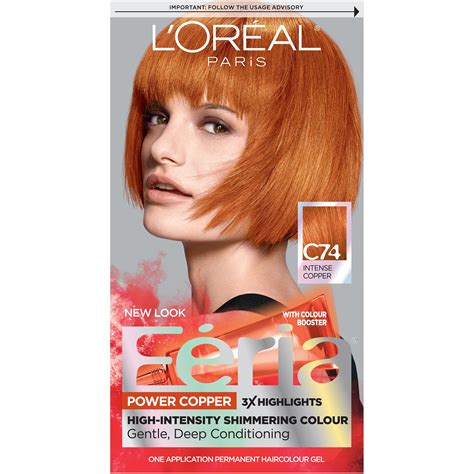 Loreal Paris Feria Permanent Hair Color C74 Copper Crave Intense Copper