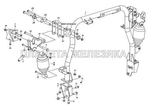 65201-5001006-10 Установка задней подвески кабины КамАЗ-6520 (Euro-4)