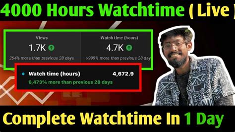 YouTube 4000 Hours Watchtime In 1 Day Live YouTube Watchtime