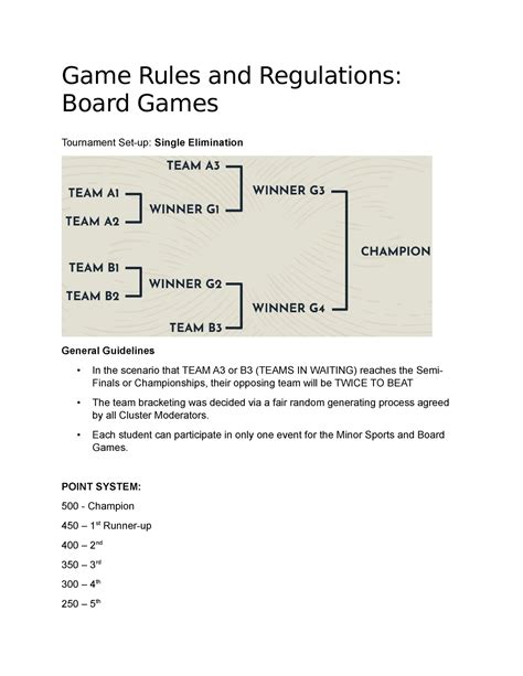 Game Rules and Regulations Board Games - Game Rules and Regulations: Board Games Tournament Set ...